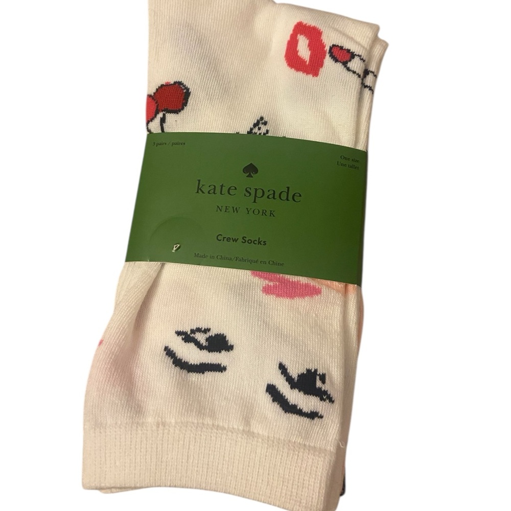 Kate Spade Black Socks with Cream Heart Detail